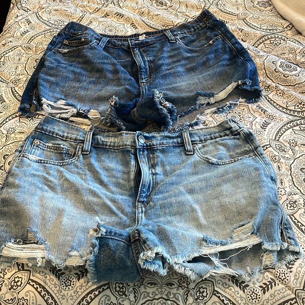 Aerie Blue Jean Shorts - Distressed Style